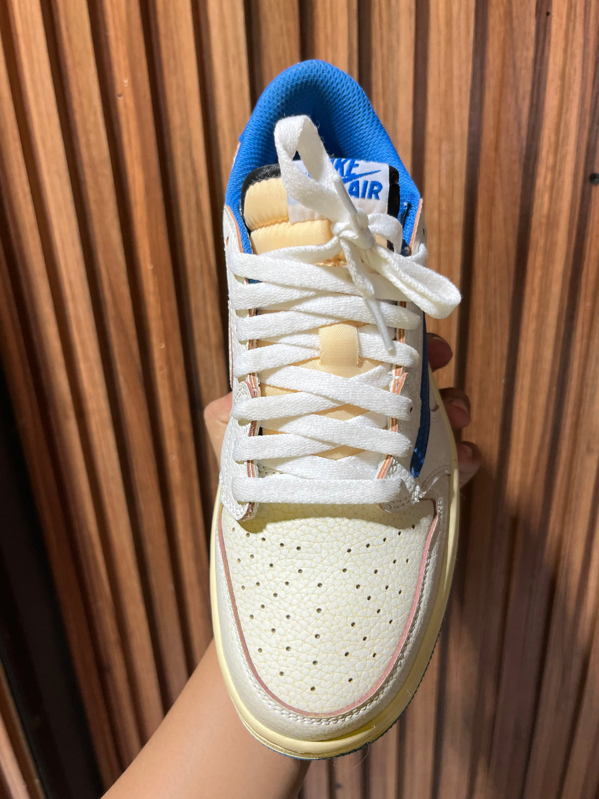 Tenis Air Jordan 1 Retro Low OG SP Fragment x Travis Scott Sail / Military Blue
