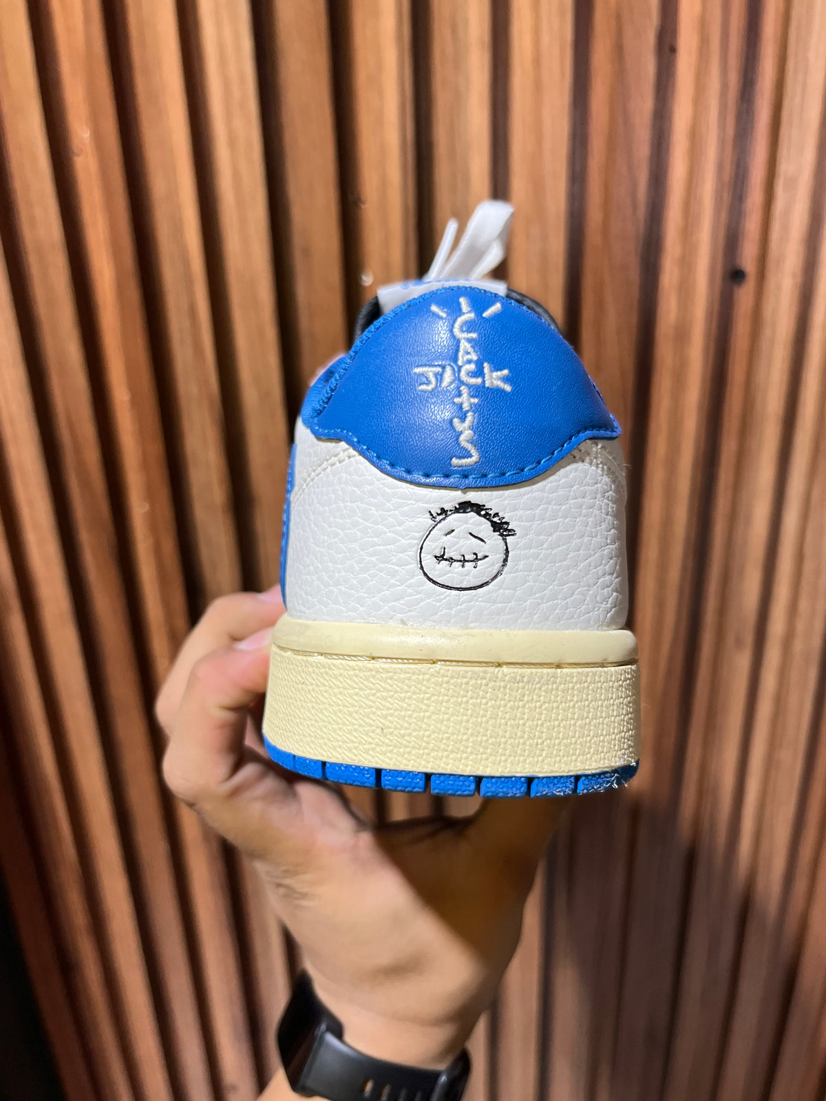 Tenis Air Jordan 1 Retro Low OG SP Fragment x Travis Scott Sail / Military Blue